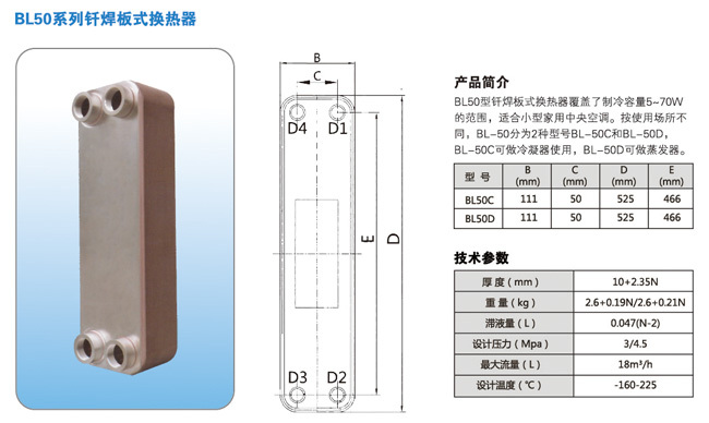 釬焊板式換熱器尺寸